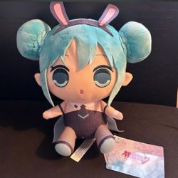 Hatsune Miku Kyurumaru Big Plush Doll FuRyu Vocaloid Black Bunny ver.