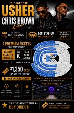 Usher & Chris Brown tickets 9/26 Floors Seats