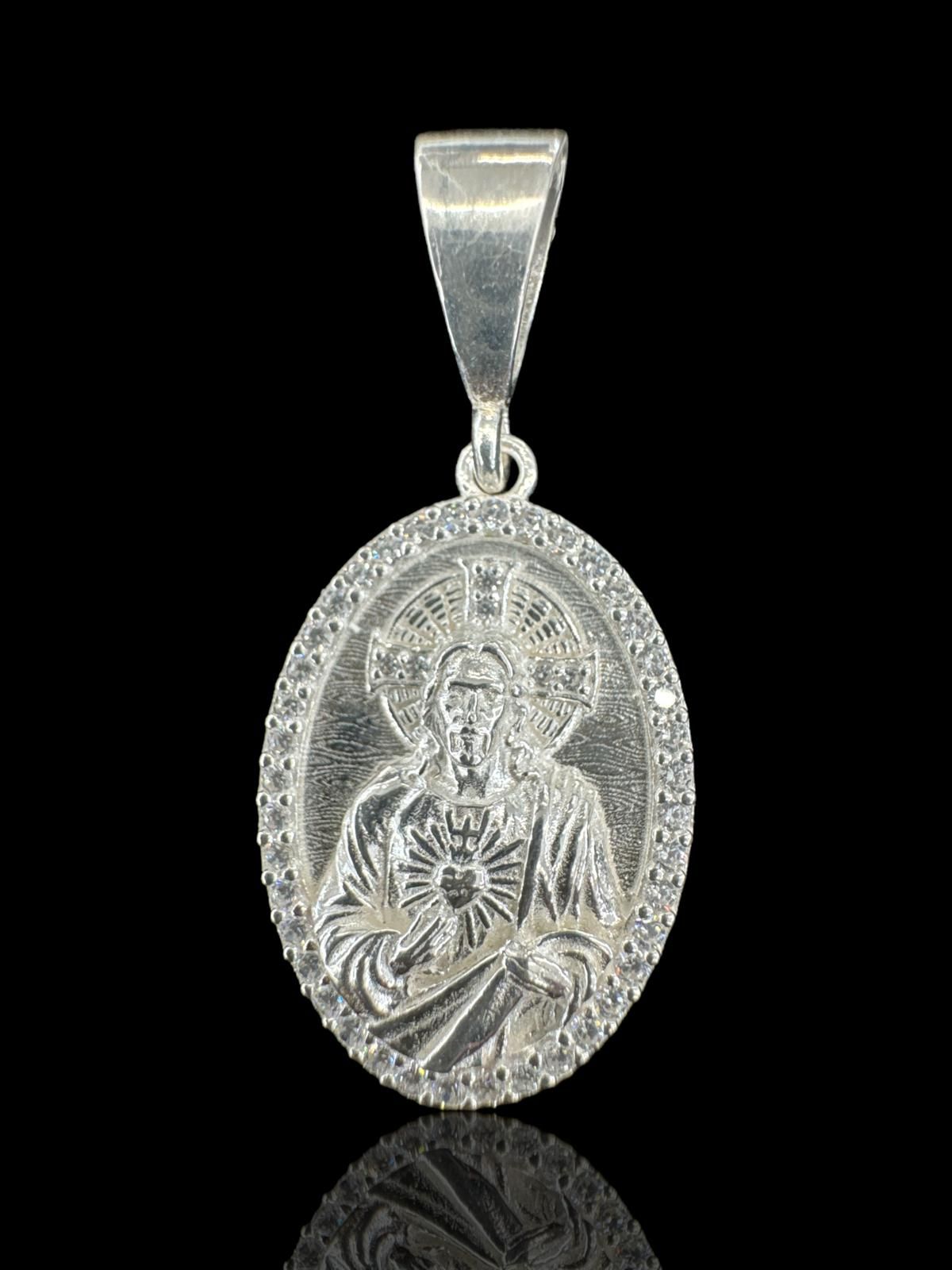 MEDALLA SAGRADO CORAZON DE JESUS, PLATA 9.25