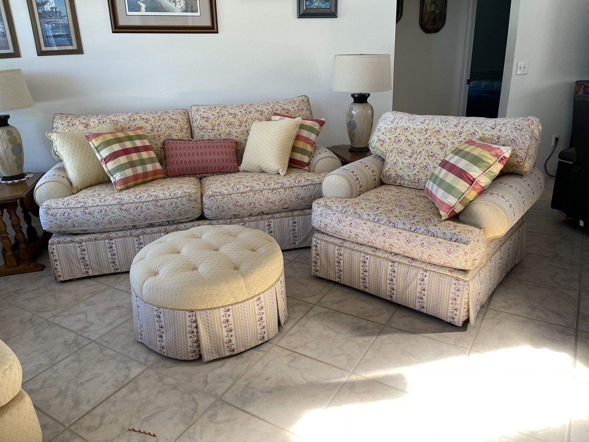 Sofa, Chair, And Ottoman