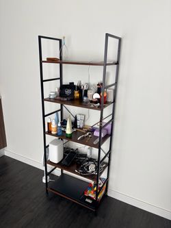 5-Tier Storage Shelf — Rustic Brown / Black Metal, 3 Months Old