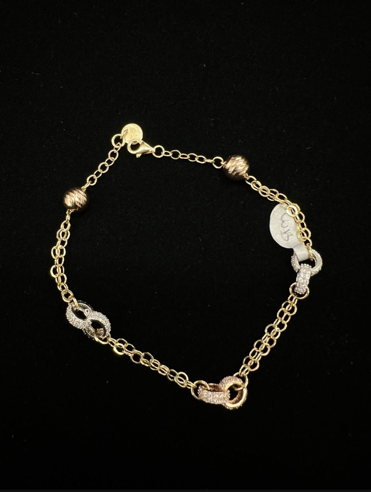 $750 Three Tone Gold w Zirconia Bracelet