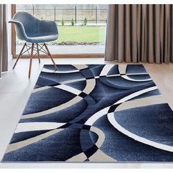 Catalan Abstract Navy Area Rug