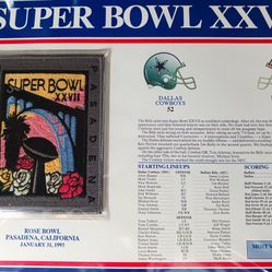 January 31, 1993 Nfl Football Dallas Cowboys Buffalo Bills Super Bowl XXVII (27) Patch 