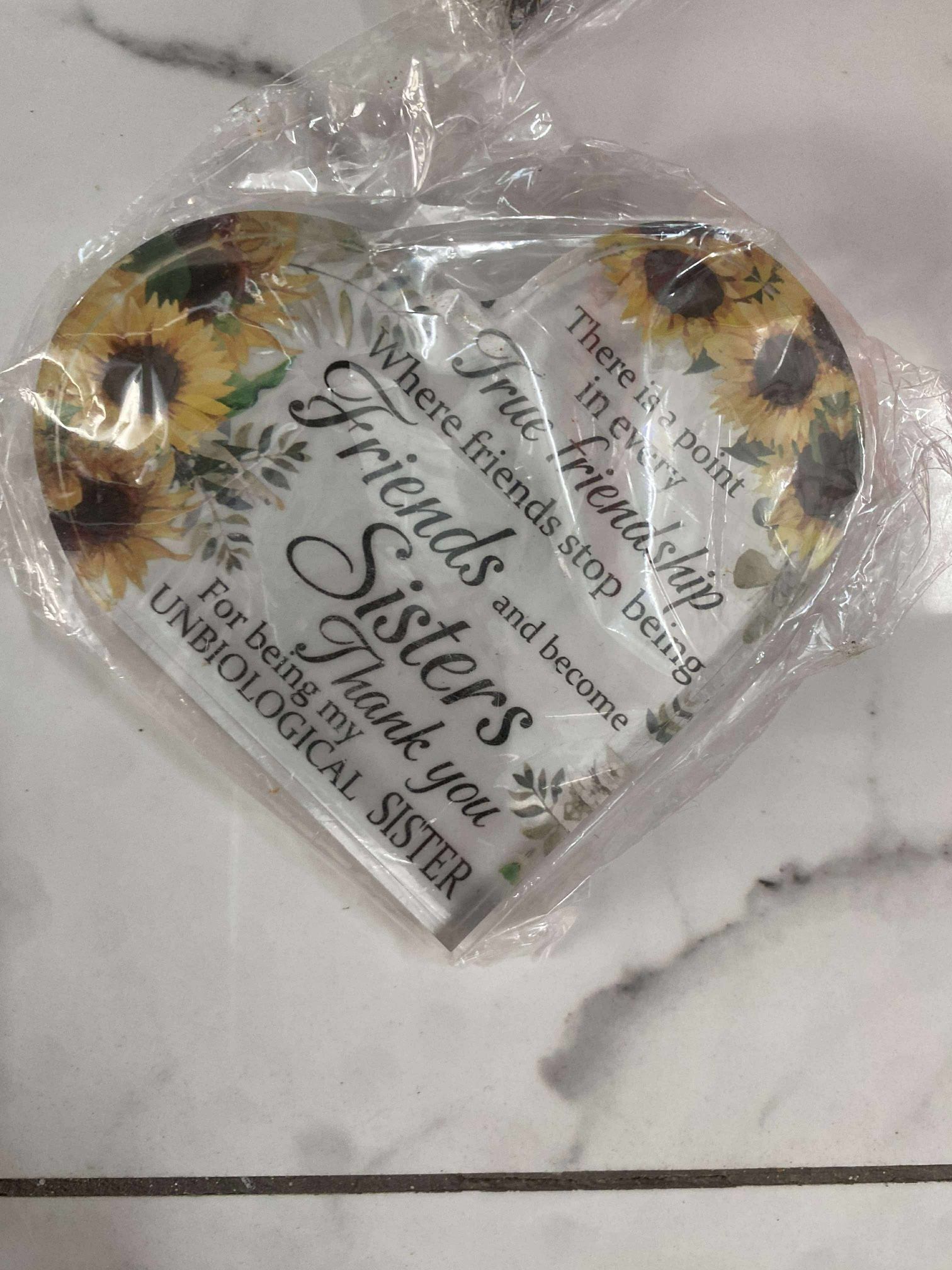 Set of 2 Friends Gifts Acrylic Heart Keepsake Plaque Desk Decoration