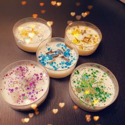 Large Tealight Glitter and Flower Scented Candle 