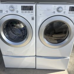 LG Washer And Dryer Set With Pedestals 