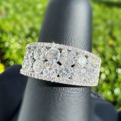 18k White Gold 2.25CTW Natural Diamond Anniversary Pave ring sz 6.75