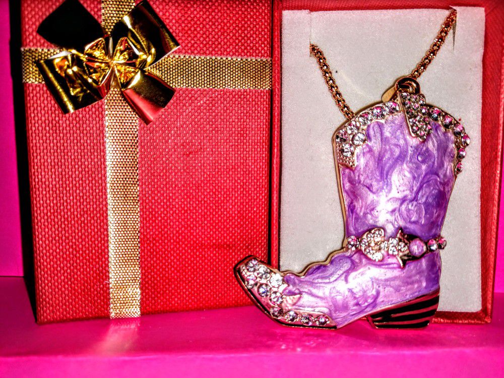Betsey Johnson Crystal Boot Necklace