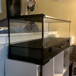Large Glass Animal Terrarium with Removable Tray and Sliding Lid