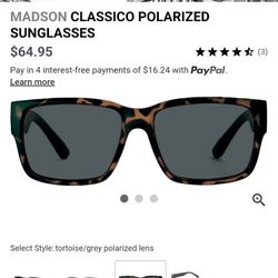 MADSON CLASSICO POLARIZED
SUNGLASSES (TILLYS $64.95)