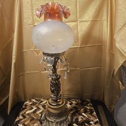 Antique Glass Cherub Lamp