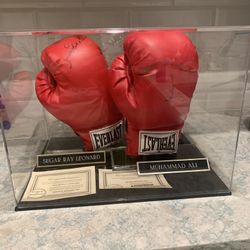 Autographed Boxing Gloves By Muhammad Ali & Sugar Ray 