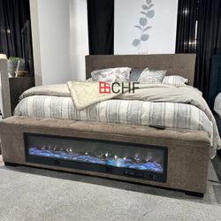 Upholstered Queen / Eastern King  / California King  Audio Flame Visualizer Bed  // January Sale !