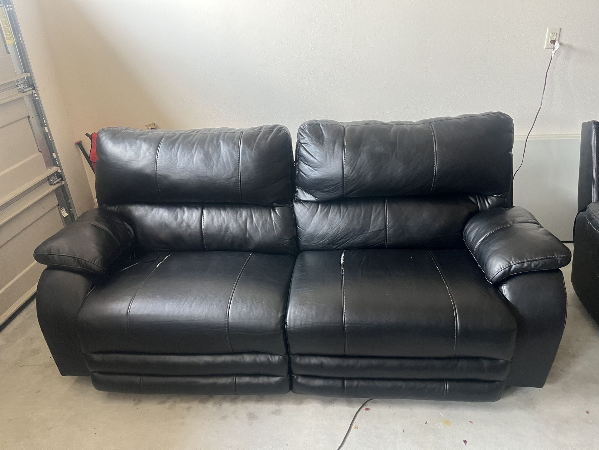 Black Leather Couch And Love Seat Fully Electric