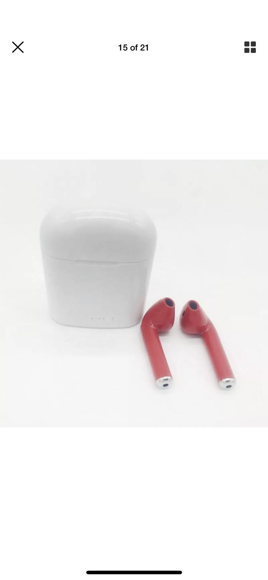Red wireless headphones earbuds Bluetooth audifonos auriculares