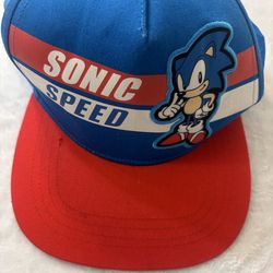 SEGA Sonic the Hedgehog boys' snapback baseball hat featuring a "Sonic Speed" design.    Sonic the Hedgehog blue and red snapback hat #gaming #retro