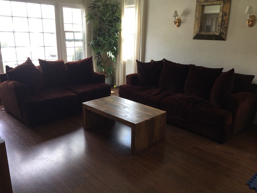 $50 for BOTH- ZGallerie Chocolate Brown Stella Sofa & Love Seat