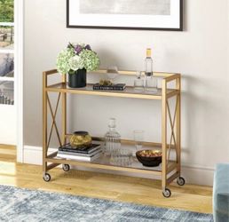 Brass Metal/Glass Bar Cart