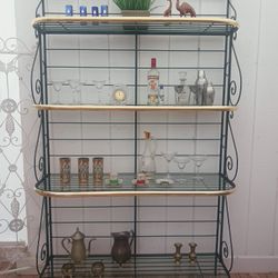 Brass & Glass Vintage French Baker's Rack,  Delivery