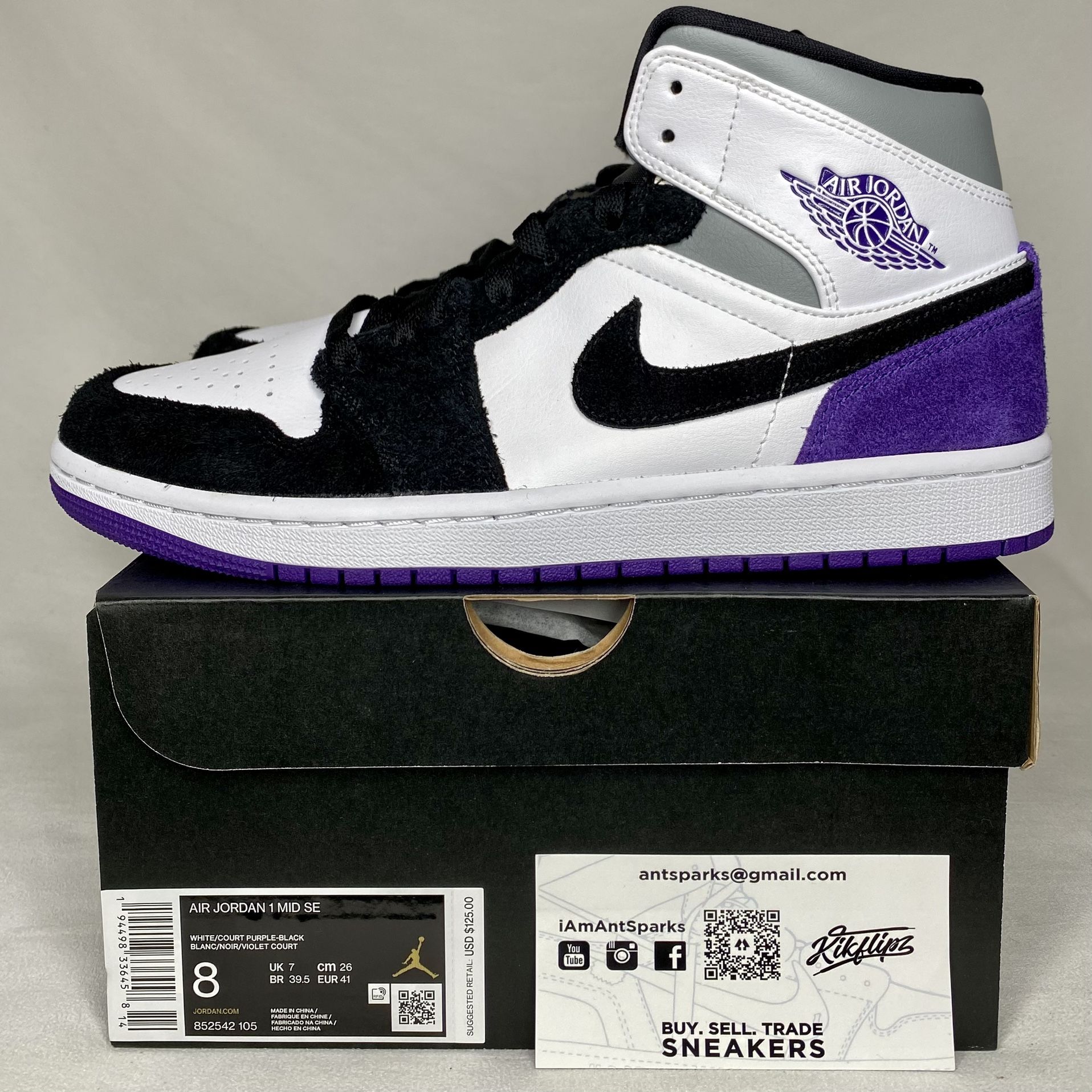 Air Jordan 1 Retro Mid SE ‘Varsity Purple’ (Size 8)