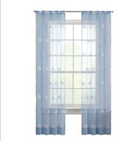 Your Zone Sheer Blue Cloud Curtains