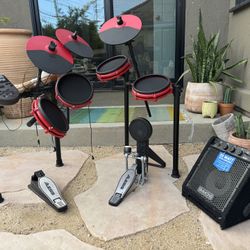 Alesis Nitro Electronic Drum Set + Simmons 25W Amp – Barely Used! – $500
