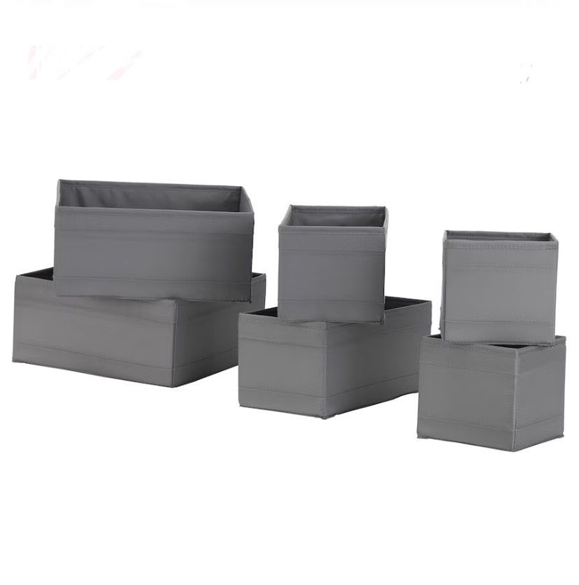 New IKEA Skubb Box Organizer , set of 6, dark gray
