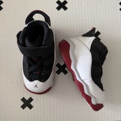 Jordan 6 Rings BT Black White and Red Sneakers size 4C