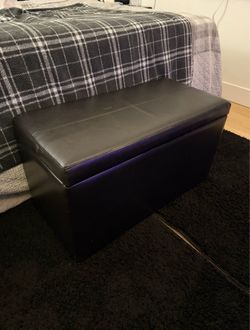 Black Leather storage ottoman/bench