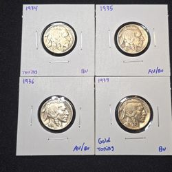 4 Nice Buffalo Nickels 