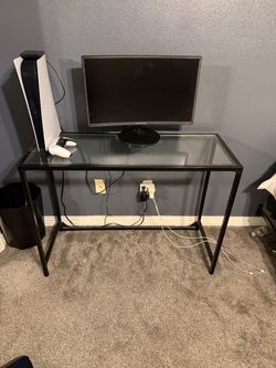 Modern Black Glass Computer Desk – $40