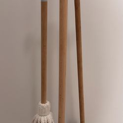 Kids Cleaning Toy Set Wooden Stand Mop + Extra Broom Pretend Play