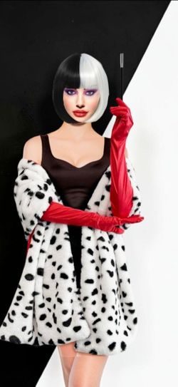 Cruella DeVille Inspired Deluxe Costume With Wig, New