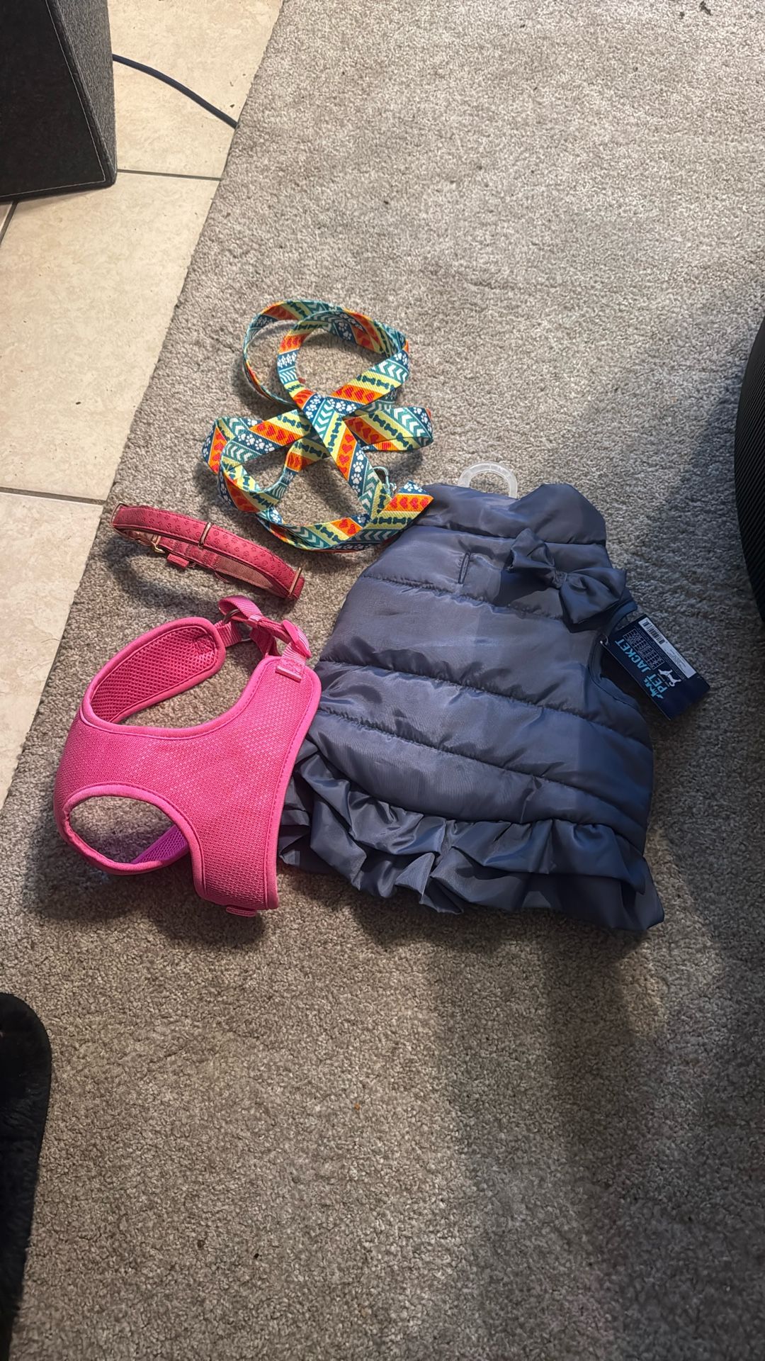 Small Doggie Jacket And Collar And Leash NWT