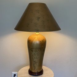VINTAGE Gold/Brass Table Lamp 26” with Large Matching Shade