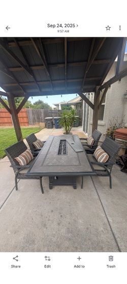 7ps Patio Fire Pit / Dinning Table Set