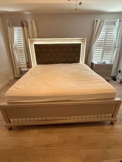 Great clean furniture for sale. King bed, nightstands, mirrored dresser, mirrored jewelry cabinet