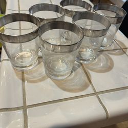 Vintage Glassware With Real Silver Plating On Edges