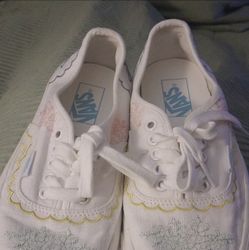 Vans authentic white sneakers with floral designs