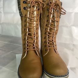 POLAR Womens Faux Fur Warm Thermal Waterproof Outdoor Walking Snow Winter Rubber Sole Calf Boots