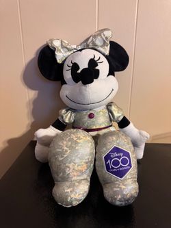 Disney Parks Minnie Mouse Plush Silver Platinum Anniversary 100 Years OF Wonder