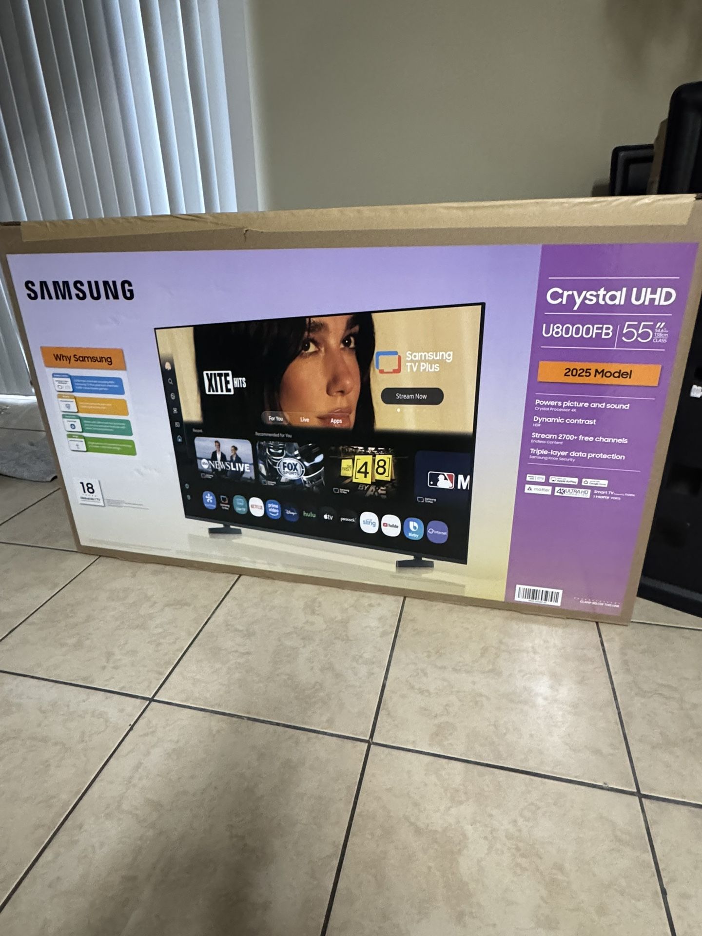 Samsung TV 55Inch , new in box, never been opened, model 2025 4K Smart TV 8000 FB