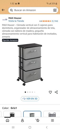 Comoda vertical con 3 cajones para dormitorio organizador de almacenamiento de tela comoda con tablero de madera