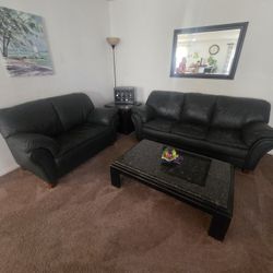 Free Leather Sofa And Loveset