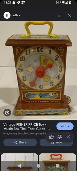Vintage Clock Fisher Price Toy 