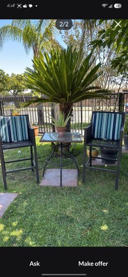 Outdoor Bar Height Bistro Set with 2 Chairs