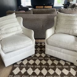 Pair of Serena & Lily Swivel Chairs
