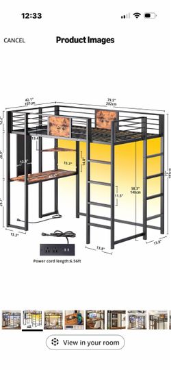 Loft bed with desk