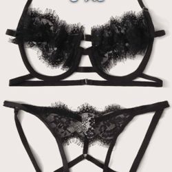 SEXY BLACK LACE LINGERIE SET
